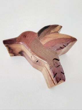 Inlaid Wooden Hummingbird Puzzle Treasure Box